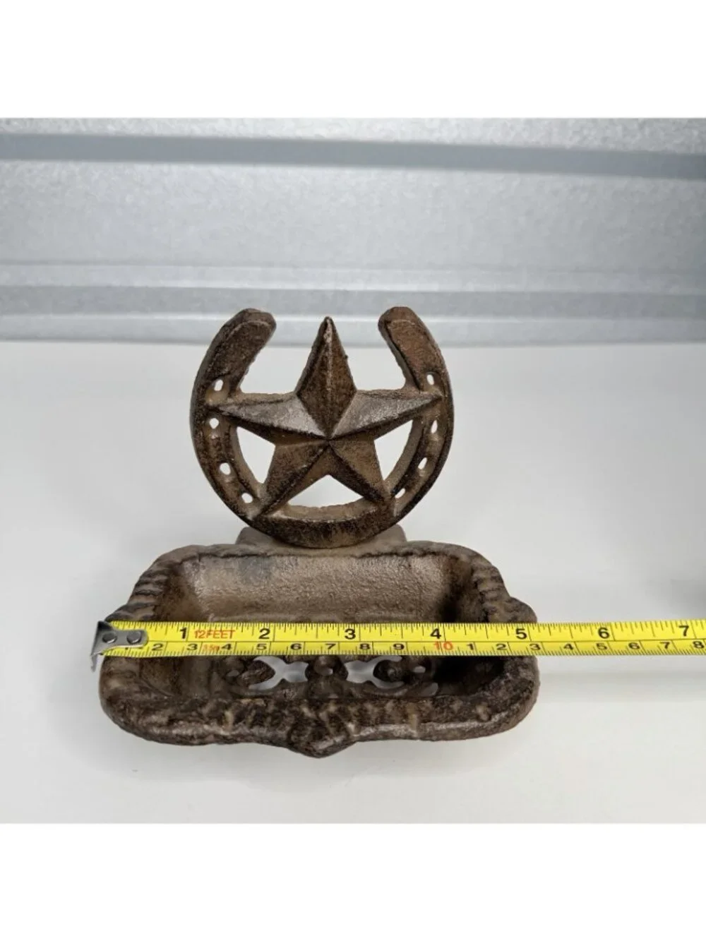 Cast Iron Horseshoe Star Soap Dish Rustic Western Cowboy Ranch Texas Decor
